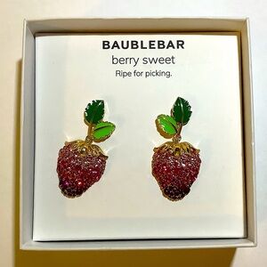 BaubleBar Berry Sweet Strawberry Earrings Rhinestone Crystal New